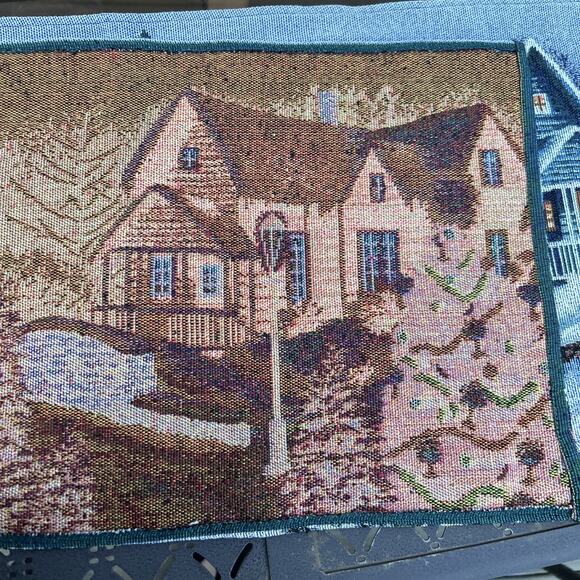 Christmas Village Night Time Christmas Tree Snow Table Runner 13 x 69 - Picture 7 of 8